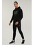 Kapüşonlu Slim Fit Siyah Erkek Sweatshirt 2WSD40052PR 3