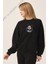 Mickey Mouse Silüet Baskılı Siyah Kadın Sweatshirt 3