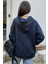 Unisex Lacivert Better Baskılı Kapüşonlu Oversize Sweatshirt 3