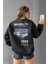 Siyah Brooklyn 1898 Baskılı Bisiklet Yaka Oversize Sweatshirt 2