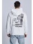 Erkek Beyaz Do It Well Baskılı Kapüşonlu Oversize Sweatshirt 3