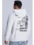 Erkek Beyaz Do It Well Baskılı Kapüşonlu Oversize Sweatshirt 4