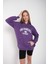 Kadın Mor San Francisco Baskılı Kapüşonlu Oversize Sweatshirt 5