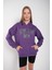 Kadın Mor New York Usa Baskılı Kapüşonlu Oversize Sweatshirt 2