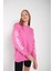 Kadın Pembe Kol Baskılı Los Angeles Kapüşonlu Oversize Sweatshirt 1