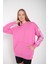 Kadın Pembe Kol Baskılı Los Angeles Kapüşonlu Oversize Sweatshirt 2