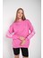 Kadın Pembe Kol Baskılı Los Angeles Kapüşonlu Oversize Sweatshirt 4