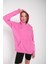 Kadın Pembe Kol Baskılı Los Angeles Kapüşonlu Oversize Sweatshirt 5