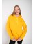 Kadın Sarı Düz Renk Kapüşonlu Oversize Sweatshirt 2