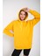 Kadın Sarı Düz Renk Kapüşonlu Oversize Sweatshirt 5