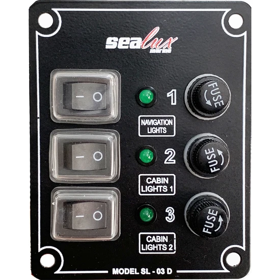 Sealux Marine 3 Anahtarlı Switch Panel 12-24v Sigorta Paneli
