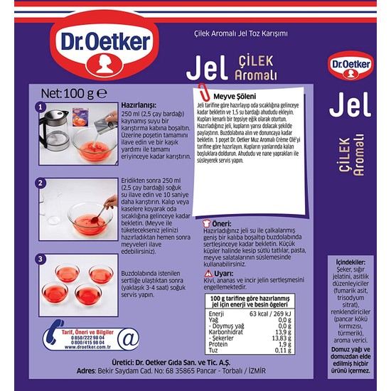 Dr. Oetker Jel Çilek Aromalı 100 gr Fiyatı - Taksit Seçenekleri