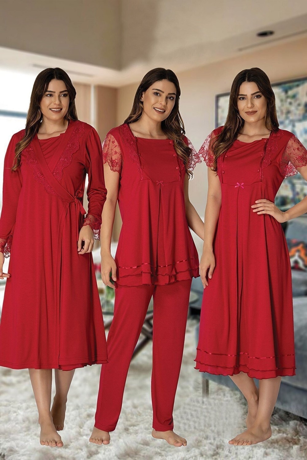 Effort t 2050 Kırmızı 4'lü Set Effortt Kırmızı Model Lohusa Hamile