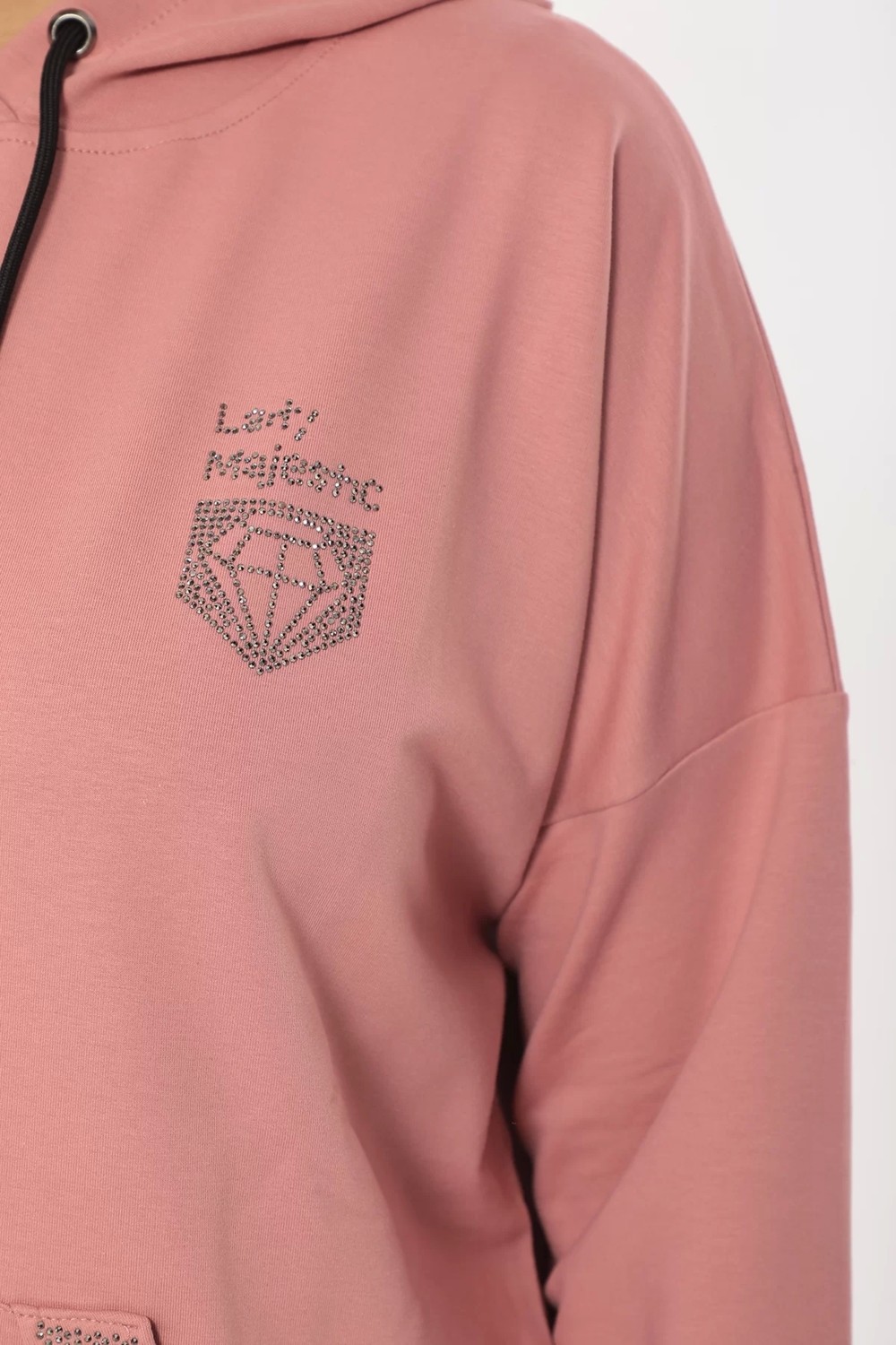 Lady Majestic Kapüşonlu Cotton 1. Kalite Büyük Beden Özel Tasarım Eşofman Takımı görsel 5