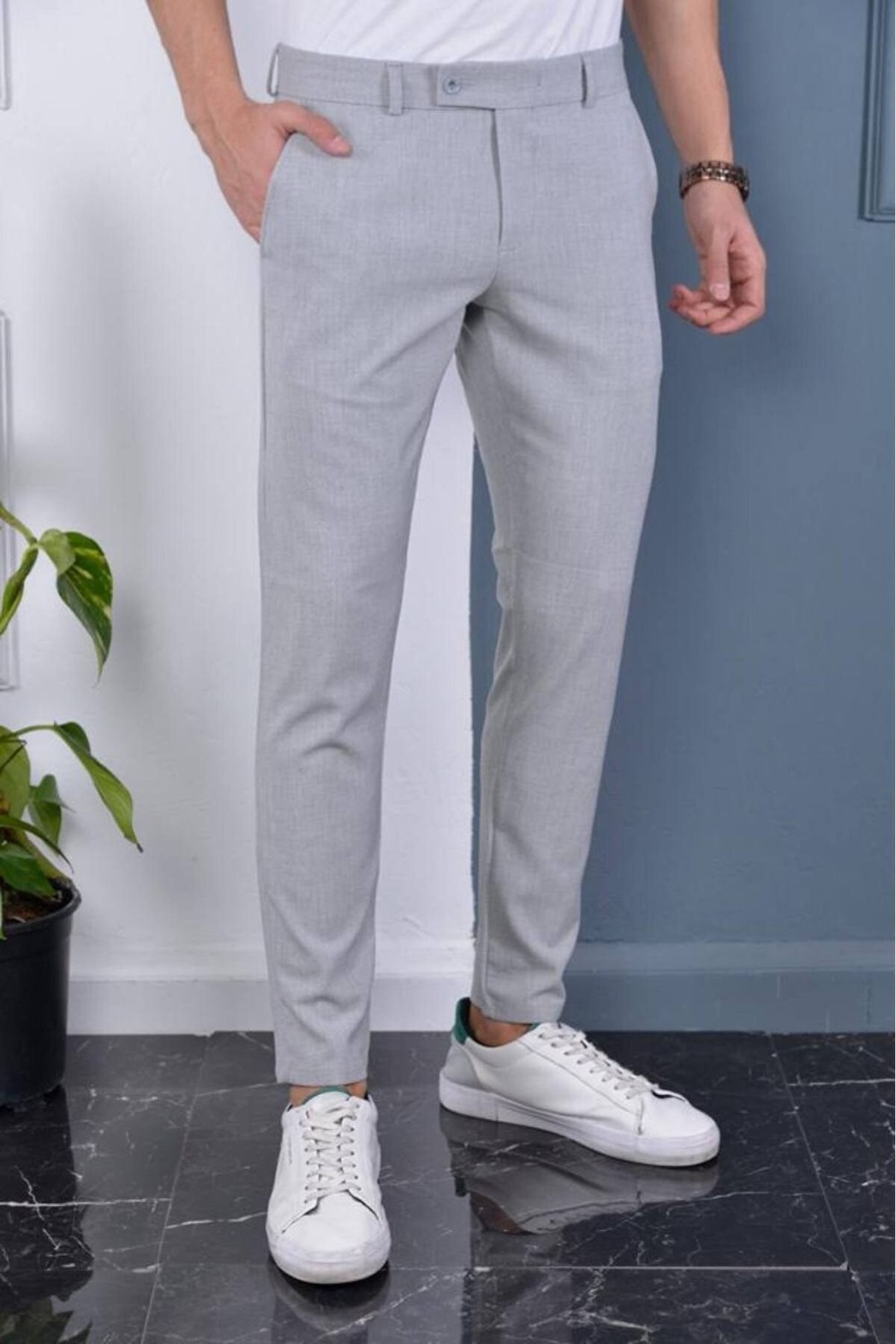 Bürke Erkek Siyah Renk Italyan Kesim Slimfit Kumaş Pantolon