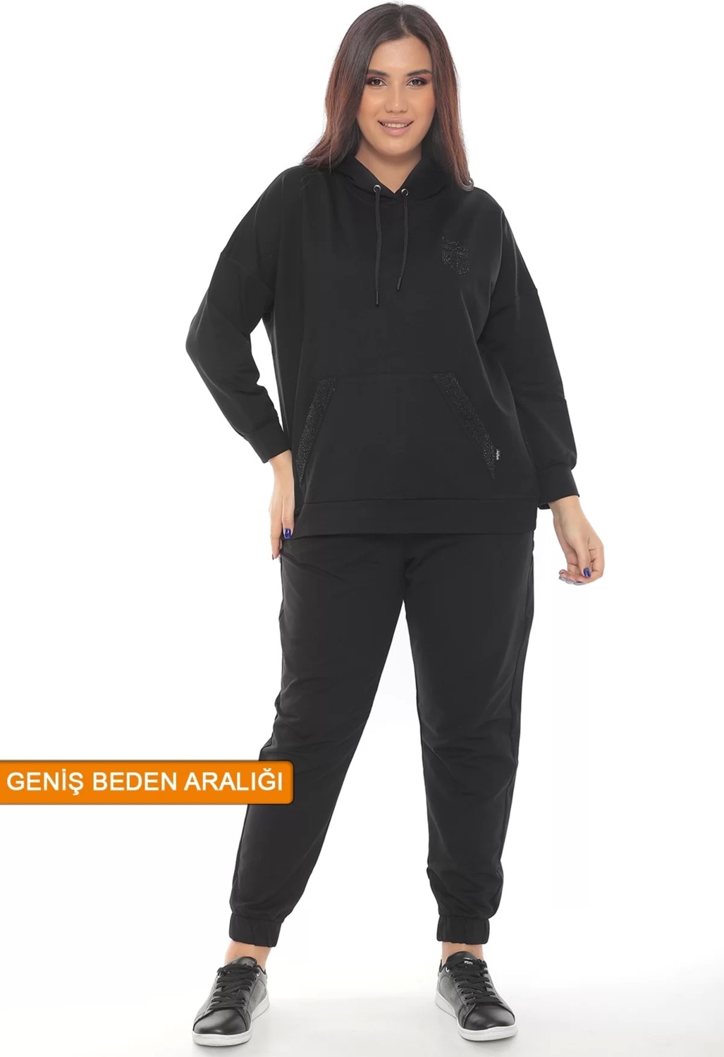 Lady Majestic Kapüşonlu Cotton 1. Kalite Büyük Beden Özel Tasarım Eşofman Takımı görsel 2