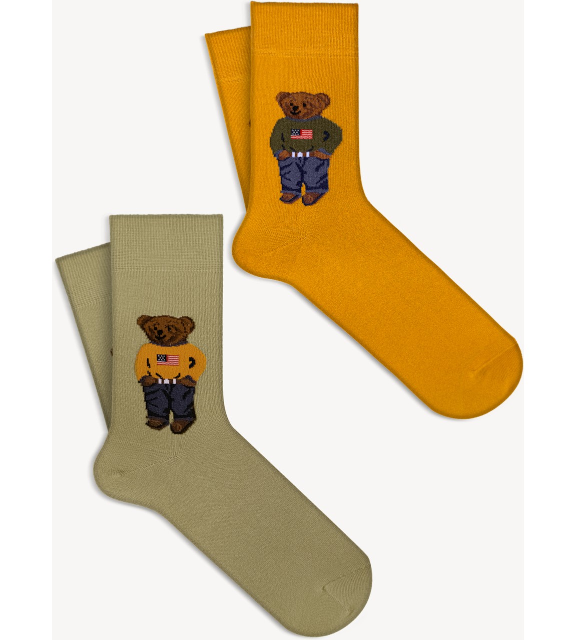 Mono Socks Kadın Çorap 4'lü Paket, %78 Pamuk, Ekstra Yumuşak, Karışık Renkli Teddy Bear Desenli Rahat Model görsel 7