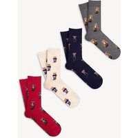 Mono Socks 4'lü Teddy Bear Desenli Çorap