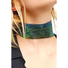 Petek Aksesuar Tasma Model Zırh Metal Kolye Multicolor