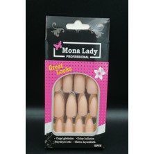 Mona Lady 12'li Mat Bej Takma Tırnak Protez Tırnak Yapıştırıcı HEDIYELI-KISA-125-14