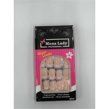 Mona Lady 12'li Kemik Frenc Badem Takma Tırnak Yapıştırıcı -KISA-121-3