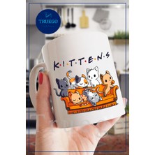 Truego Baskılı Kupa Bardak Seramik Mug - Cat Friends