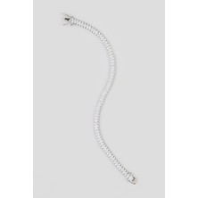 So CHIC Parlak Taşlı 18 Ayar Beyaz Altın Kaplama 19 cm Gümüş Tasarım Bileklik