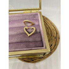 Accessories Taşlı Halka Kalp Küpe