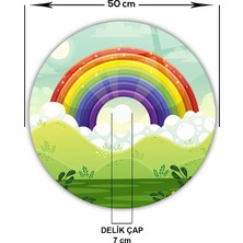 Decorita Cam Avize Göbeği | Gökkuşağı - Yeşil Zemin | Çap50cm