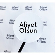 Kuşe Sticker 4x4 cm 70 Adet Afiyet Olsun Beyaz Zemin