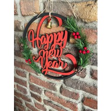 My Wall My Home "happy New Year" Yazılı Ahşap Yeni Yıl Kapı Süsü