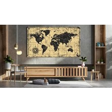 Bestablo Eskitme Dünya Haritası Kanvas Tablo