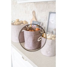 Evopin 2'li Çok Amaçlı Düzenleyici Sepet | Dekoratif Kulplu Organizer | 24X22 cm | Açık Kahverengi