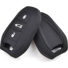 Oto Aksesuarcım Peugeot 208 308 508 3008 5008 Uyumlu Silikon Oto Anahtar Kumanda Kabı Kılıf Siyah