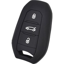 Oto Aksesuarcım Peugeot 208 308 508 3008 5008 Uyumlu Silikon Oto Anahtar Kumanda Kabı Kılıf Siyah