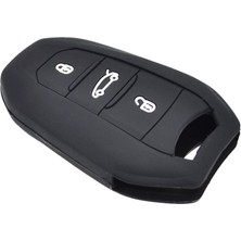 Oto Aksesuarcım Peugeot 208 308 508 3008 5008 Uyumlu Silikon Oto Anahtar Kumanda Kabı Kılıf Siyah