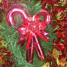 Pandoli Yılbaşı Süsleme Kırmızı Renk Süslü Fiyonk Şeklinde Baston Süs 1 Adet