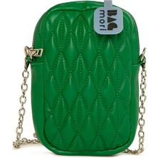 Bagmori Yeşil Büzgü Nakışlı Telefonluk Çantası