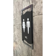 Yönline Antrasit Çerçeveli Mat Wc Yönlendirme Levhası