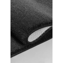Valery Home Comfort Puffy Düz Saçaklı Peluş Yıkanabilir Siyah Yolluk Y1002A