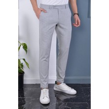 Bürke Erkek Gri Renk Italyan Kesim Slimfit Kumaş Pantolon