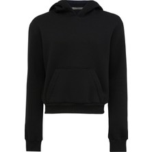 St. Regga Siyah Pamuk Kapşonlu Sweatshirt