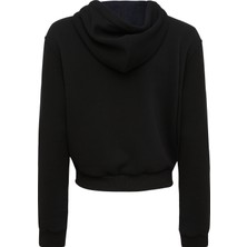 St. Regga Siyah Pamuk Kapşonlu Sweatshirt