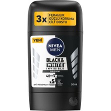 Nivea Men Erkek Stick Deodorant Black & White Invisible Original 48 Saat Anti-Perspirant Koruma 50 ml