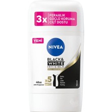 Nivea Kadın Stick Deodorant Black & White Invisible Ipeksi Pürüzsüzlük 48 Saat Anti-Perspirant Koruma 50 ml