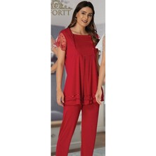 Effortt 2051 Kırmızı Kadın Lohusa Pijama Takımı Effortt 2051 Model Kırmızı