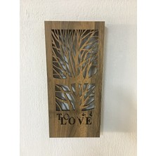 Çakra Ağaç Motifi Desenli  Pilli Peri LED Ahşap Duvar Dekoru 36X18CM (Piller Dahil)