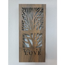 Çakra Ağaç Motifi Desenli  Pilli Peri LED Ahşap Duvar Dekoru 36X18CM (Piller Dahil)