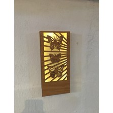 Çakra Kelebek Motifi Desenli  Pilli Peri LED Ahşap Duvar Dekoru 36X18CM (Piller Dahil)