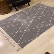 URBAN 02 Gri Beyaz Salon Halısı Hav Toz Vermez Mutfak Halısı Yumuşak Dokulu Koridor Halısı Kesme Yolluk